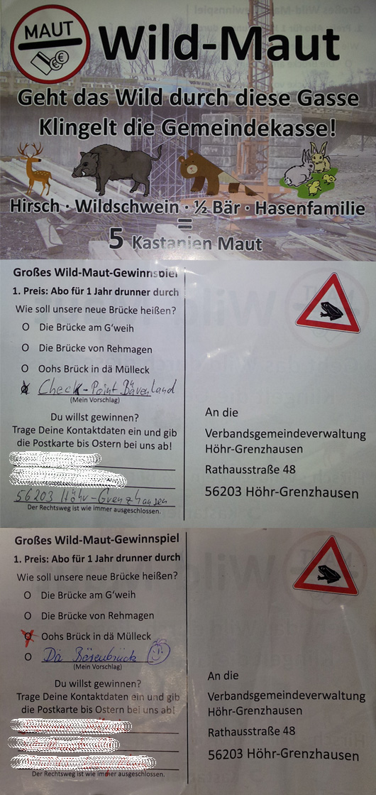 Wild-Maut Namensgebung für die Wildunterführung